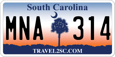 SC license plate MNA314