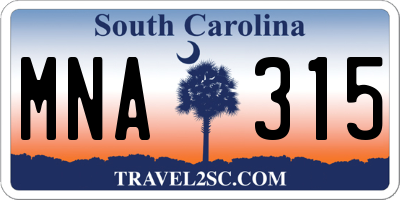 SC license plate MNA315