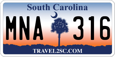 SC license plate MNA316