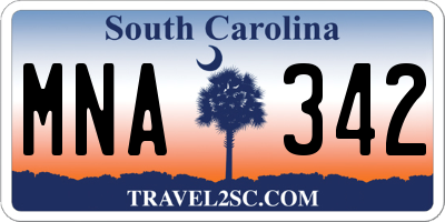 SC license plate MNA342