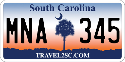 SC license plate MNA345