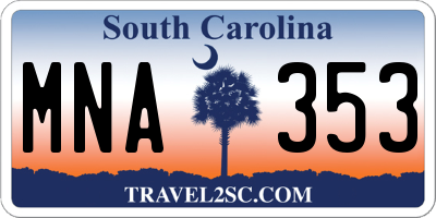 SC license plate MNA353