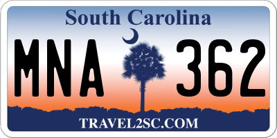 SC license plate MNA362