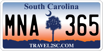 SC license plate MNA365
