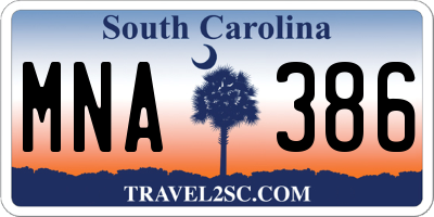 SC license plate MNA386