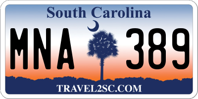 SC license plate MNA389
