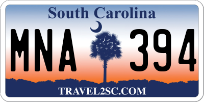 SC license plate MNA394