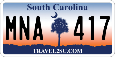 SC license plate MNA417