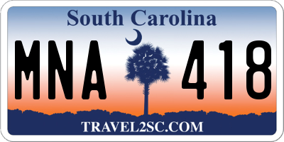SC license plate MNA418