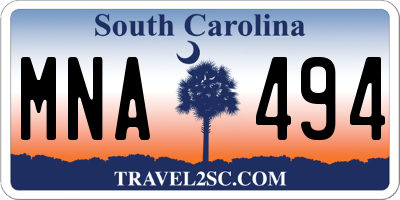 SC license plate MNA494