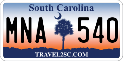 SC license plate MNA540