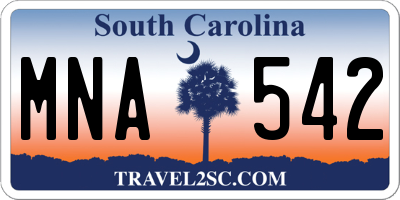 SC license plate MNA542