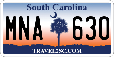 SC license plate MNA630
