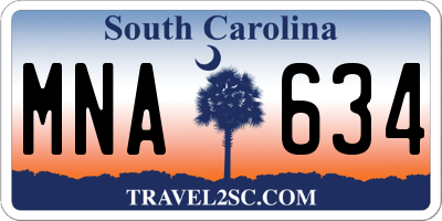 SC license plate MNA634