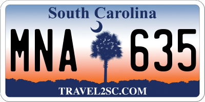 SC license plate MNA635