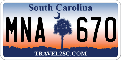SC license plate MNA670