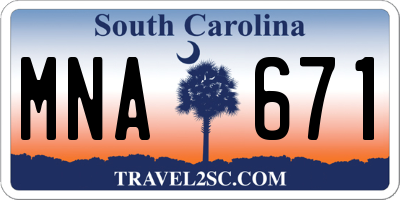 SC license plate MNA671