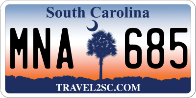 SC license plate MNA685