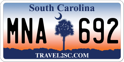 SC license plate MNA692