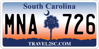 SC license plate MNA726