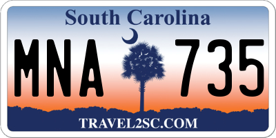 SC license plate MNA735