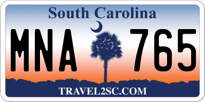 SC license plate MNA765