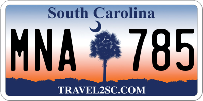SC license plate MNA785