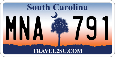 SC license plate MNA791