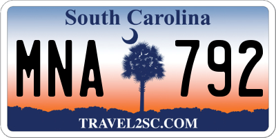 SC license plate MNA792