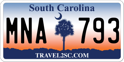 SC license plate MNA793