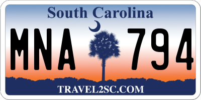 SC license plate MNA794