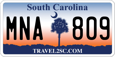 SC license plate MNA809