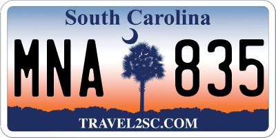 SC license plate MNA835
