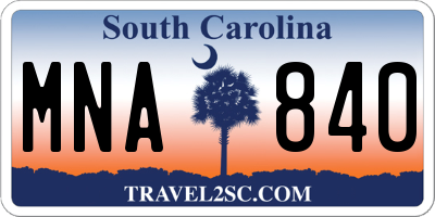 SC license plate MNA840