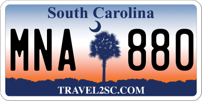 SC license plate MNA880