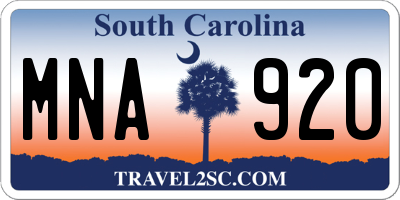 SC license plate MNA920
