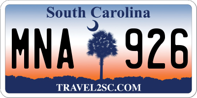 SC license plate MNA926