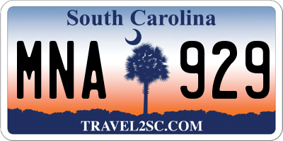SC license plate MNA929