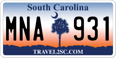 SC license plate MNA931