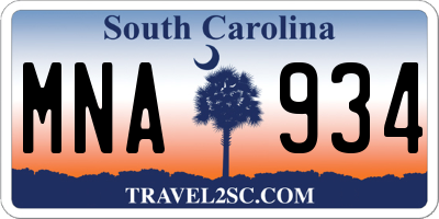 SC license plate MNA934