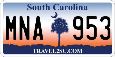SC license plate MNA953