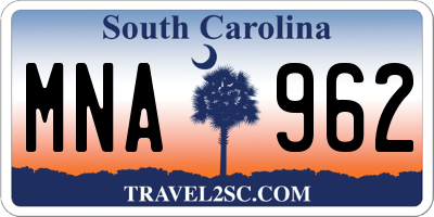 SC license plate MNA962