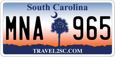 SC license plate MNA965