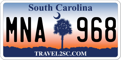 SC license plate MNA968