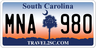 SC license plate MNA980