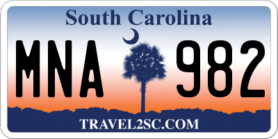 SC license plate MNA982