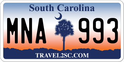SC license plate MNA993