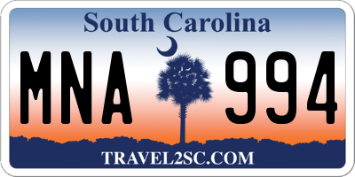 SC license plate MNA994