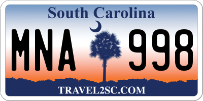 SC license plate MNA998
