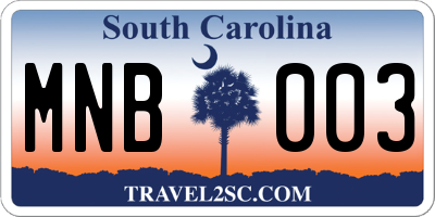 SC license plate MNB003